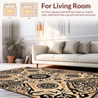Black Beige Ornate Floral Pattern Rug