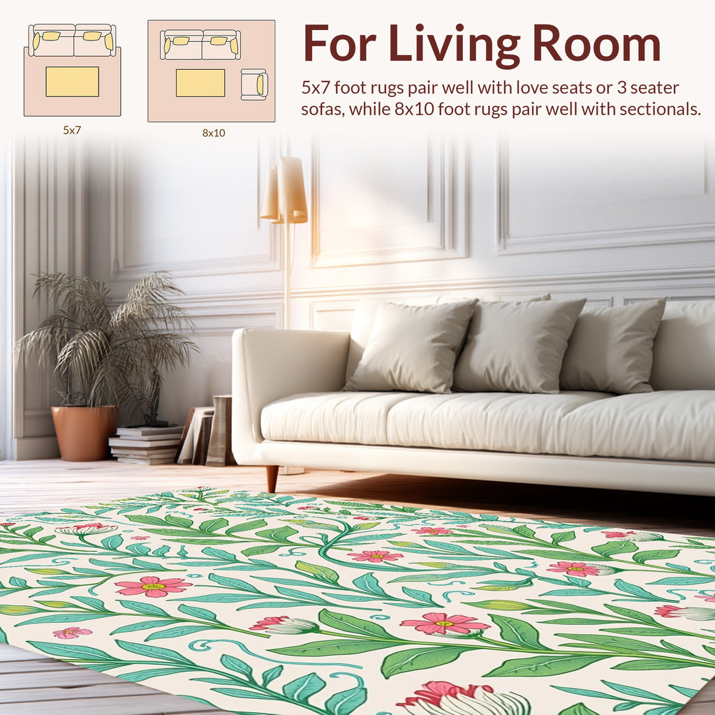 Botanical Floral Sketch Pattern Rug