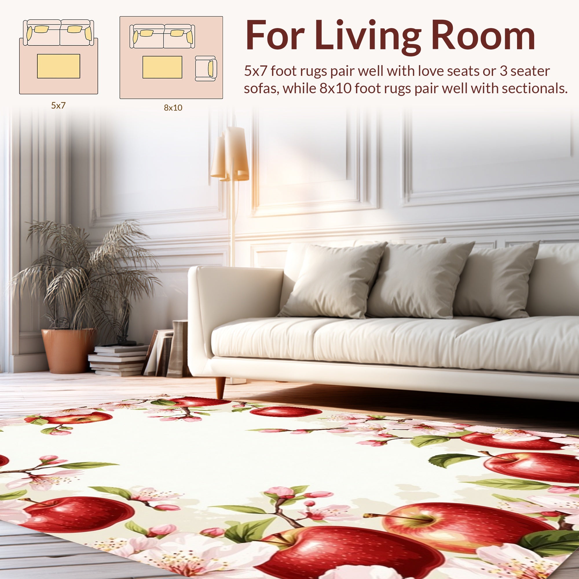 Apple Blossom Branch Pattern Rug