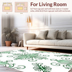Green Floral Swirl Decorative Pattern Rug