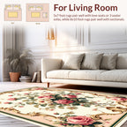 Ornate Rose Garland Scrollwork Design Rug