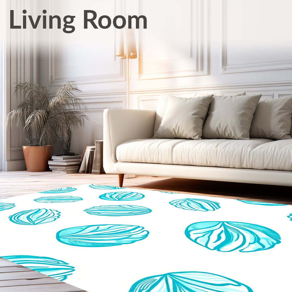 Aqua Blue Leafy Texture Rug
