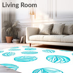 Aqua Blue Leafy Texture Rug