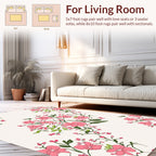 Pink Floral Branch Pattern Rug