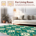 Green Floral Vine Stylized Pattern Rug