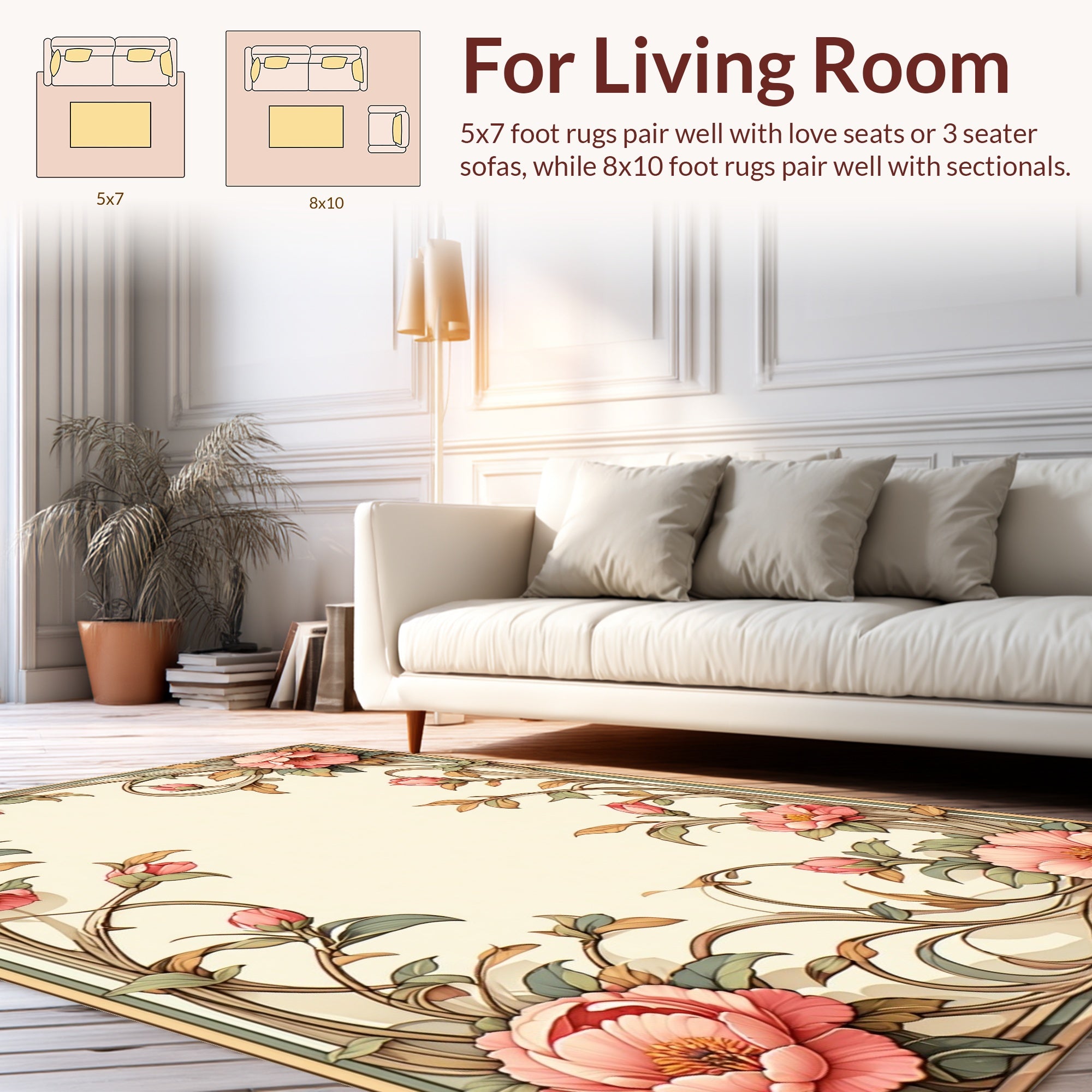 Art Nouveau Floral Pink Petal Design Rug