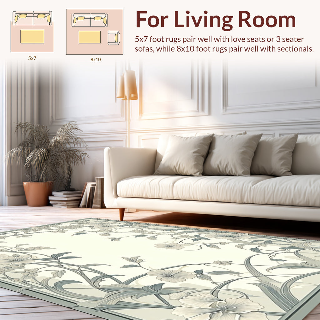 Vintage Floral Vine Scroll Design Rug