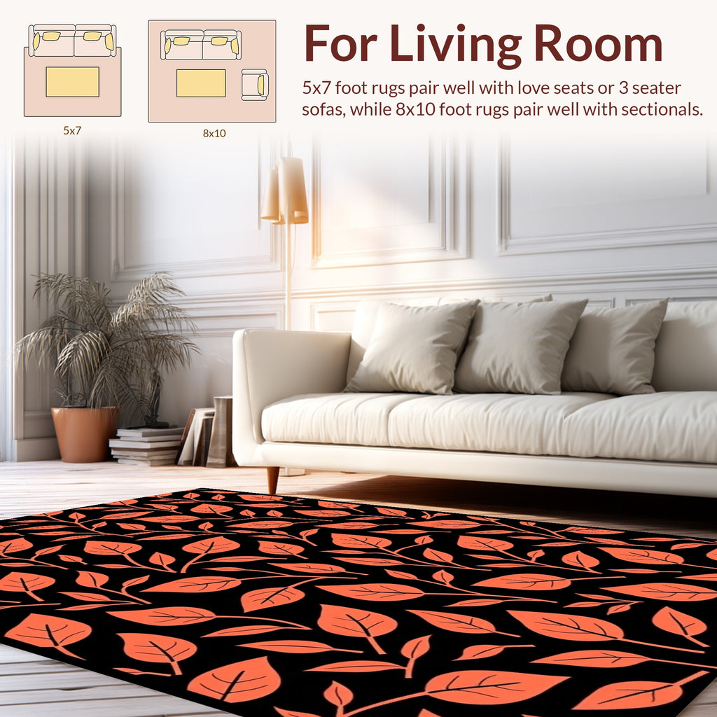 Coral Leaf Patterned Woodland Rug