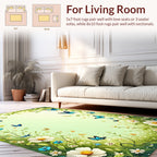 Whimsical Butterflies Floral Meadow Pattern Rug