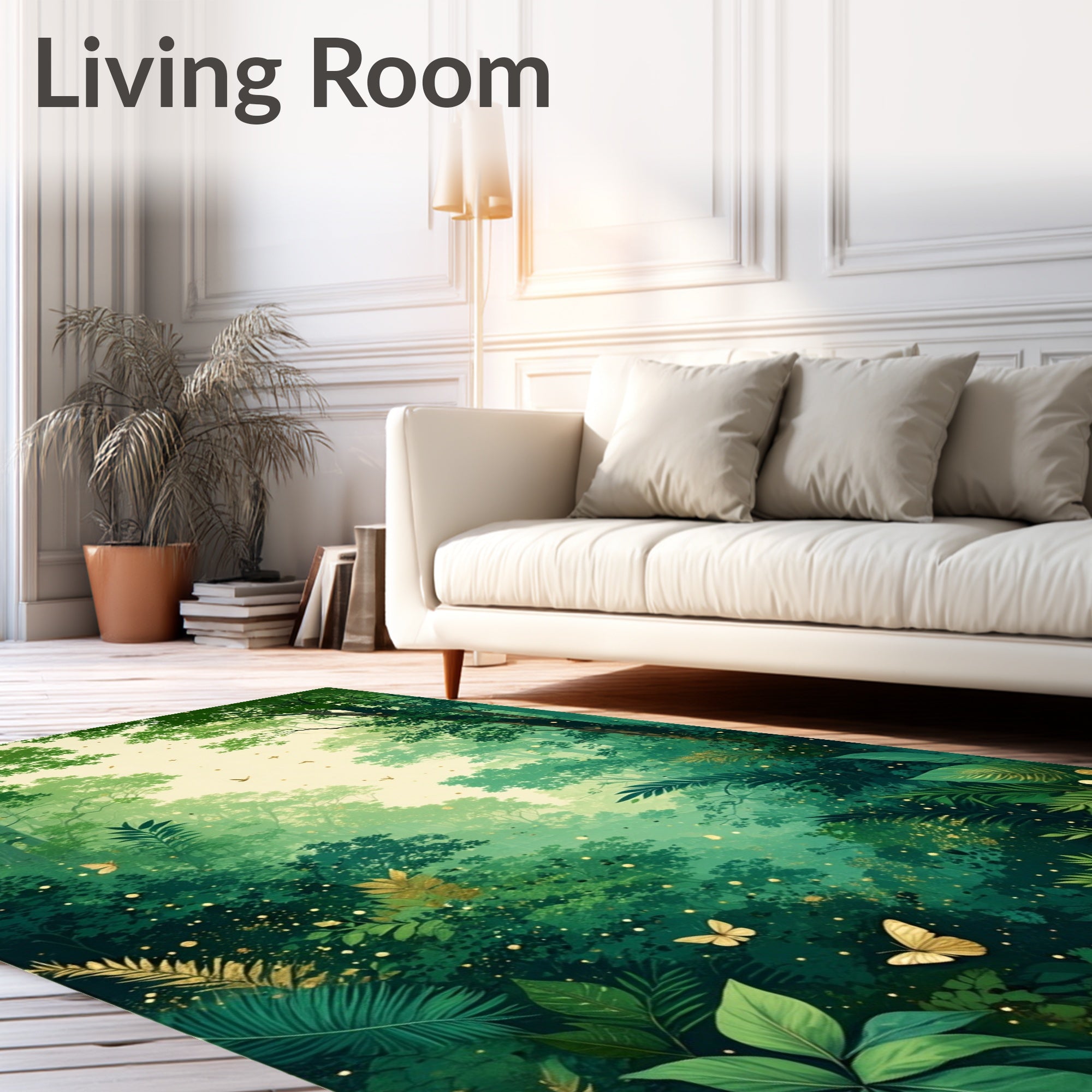 Enchanted Forest Butterflies Gold Dust Rug