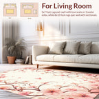 Soft Pink Floral Butterflies Design Rug