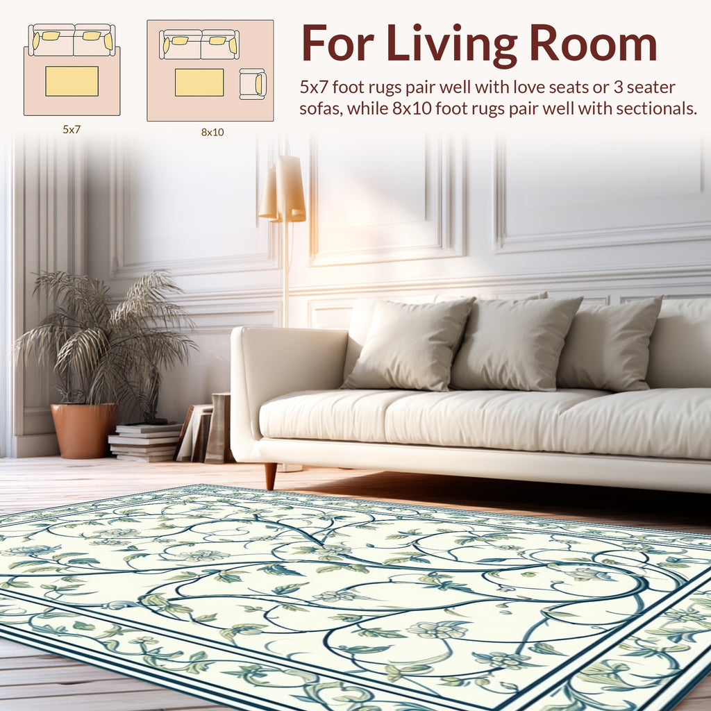 Vines and Flowers Garden Pattern Rug