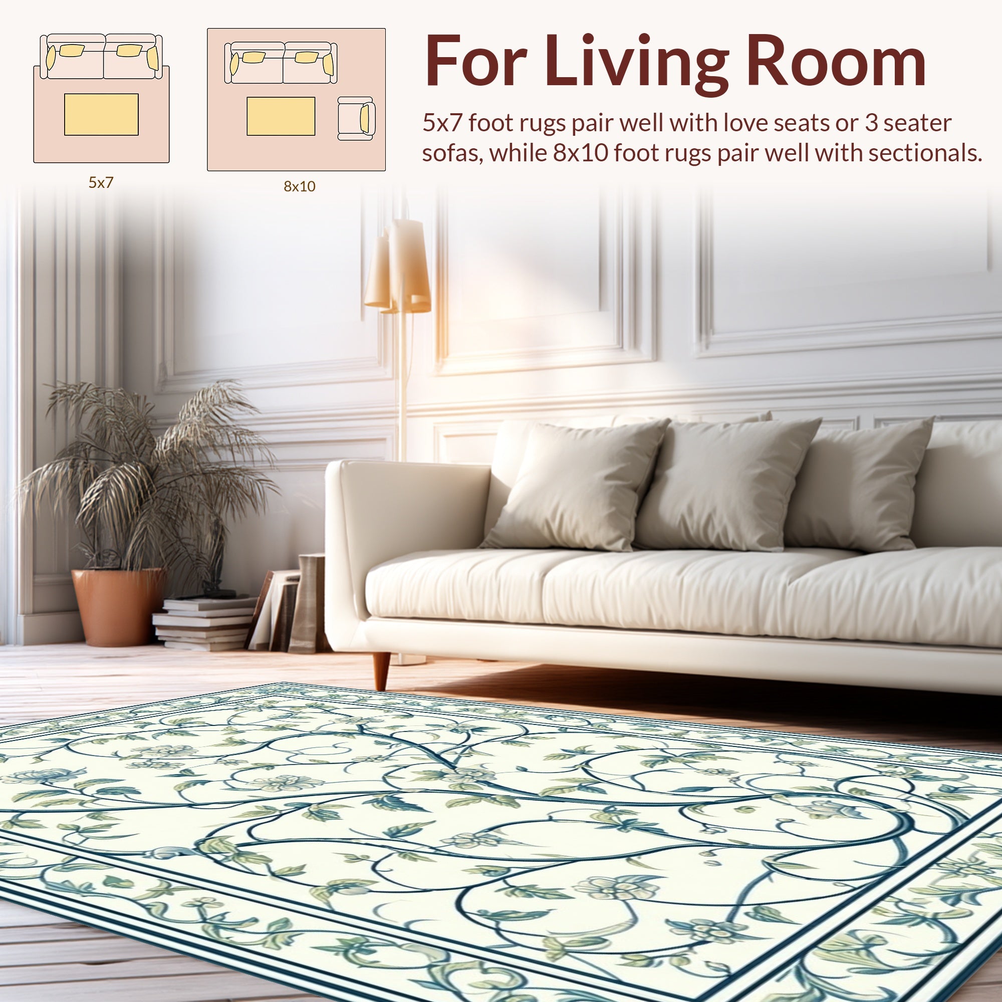Vines and Flowers Garden Pattern Rug