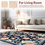 Vintage Floral Scroll Navy Rug