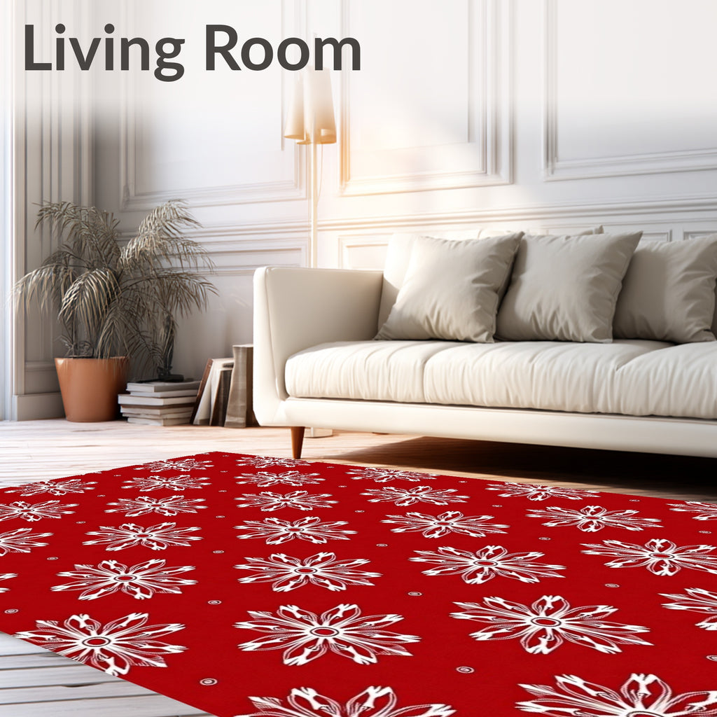 Crimson White Geometric Floral Medallion Rug