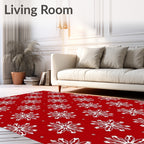 Crimson White Geometric Floral Medallion Rug