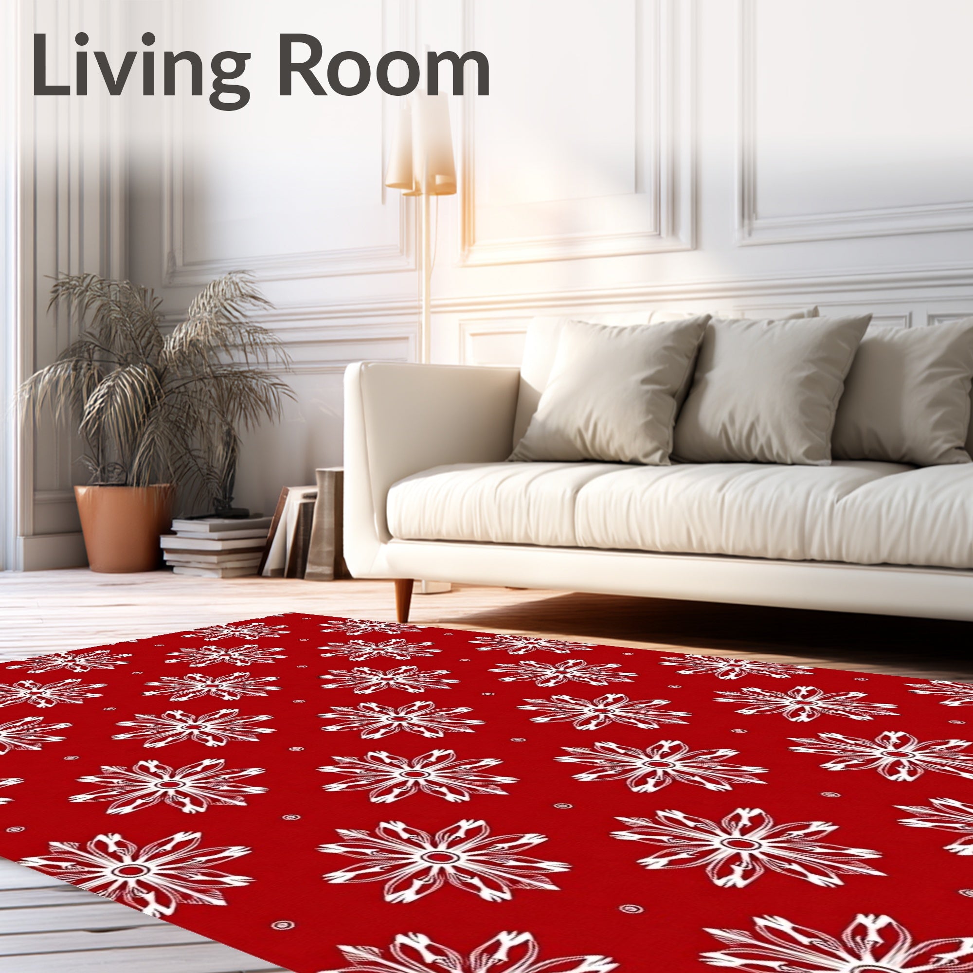 Crimson White Geometric Floral Medallion Rug
