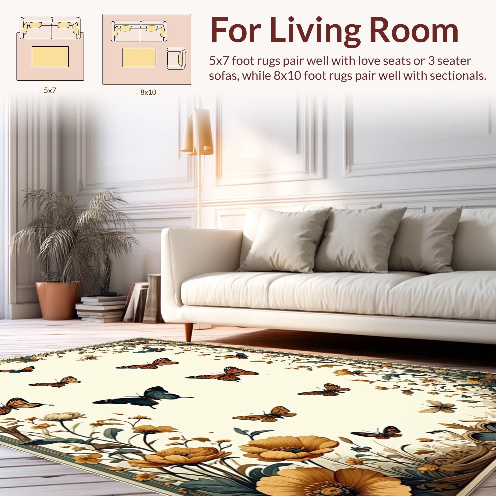 Vintage Butterfly and Floral Study Rug
