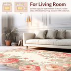 Soft Pink Floral Vine Pattern Rug
