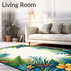 Lush Tropical Floral Leafy Pattern Rug