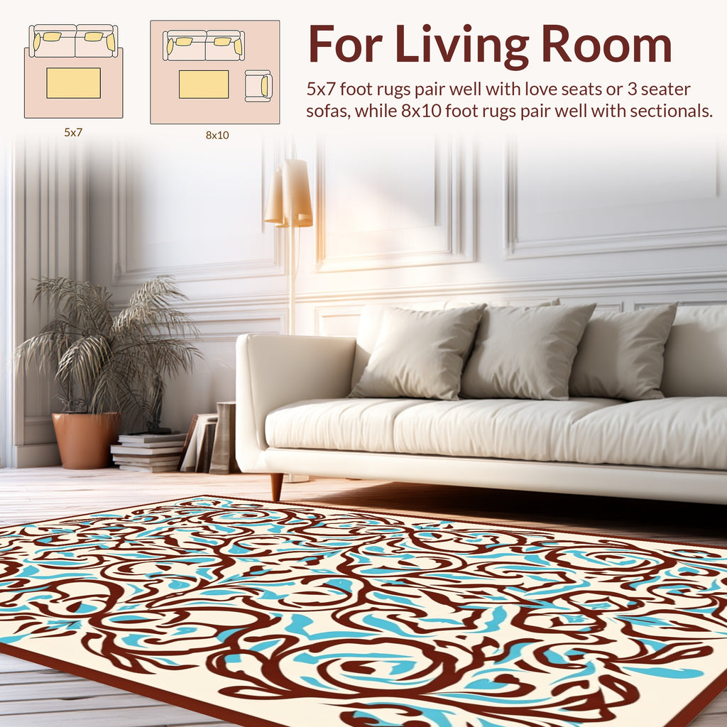 Ornate Scrollwork Floral Symmetry Rug