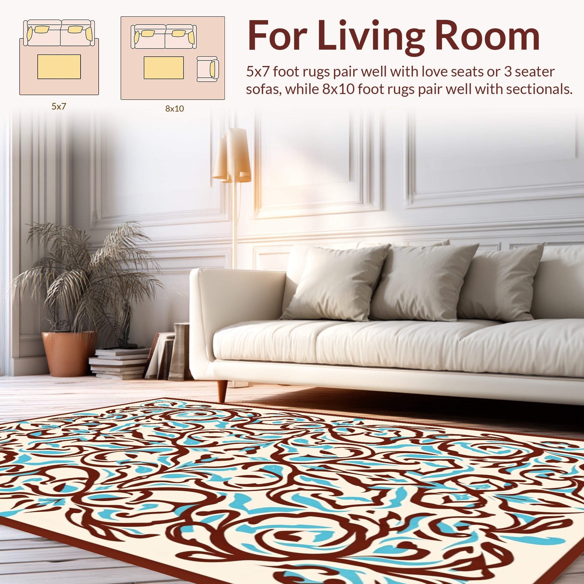 Ornate Scrollwork Floral Symmetry Rug