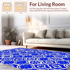 Blue Cream Floral Pattern Harmony Rug
