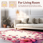 Pink Floral Swirls Botanical Pattern Rug