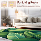 Vibrant Green Tropical Leaf Pattern Rug