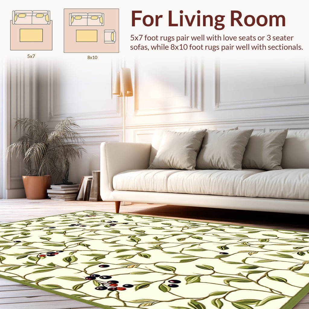 Vineyard Berry Patterned Nature Art Rug