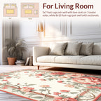 Coral Pink Peony Floral Vine Rug