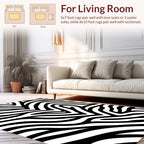 Bold Black White Stripe Pattern Rug