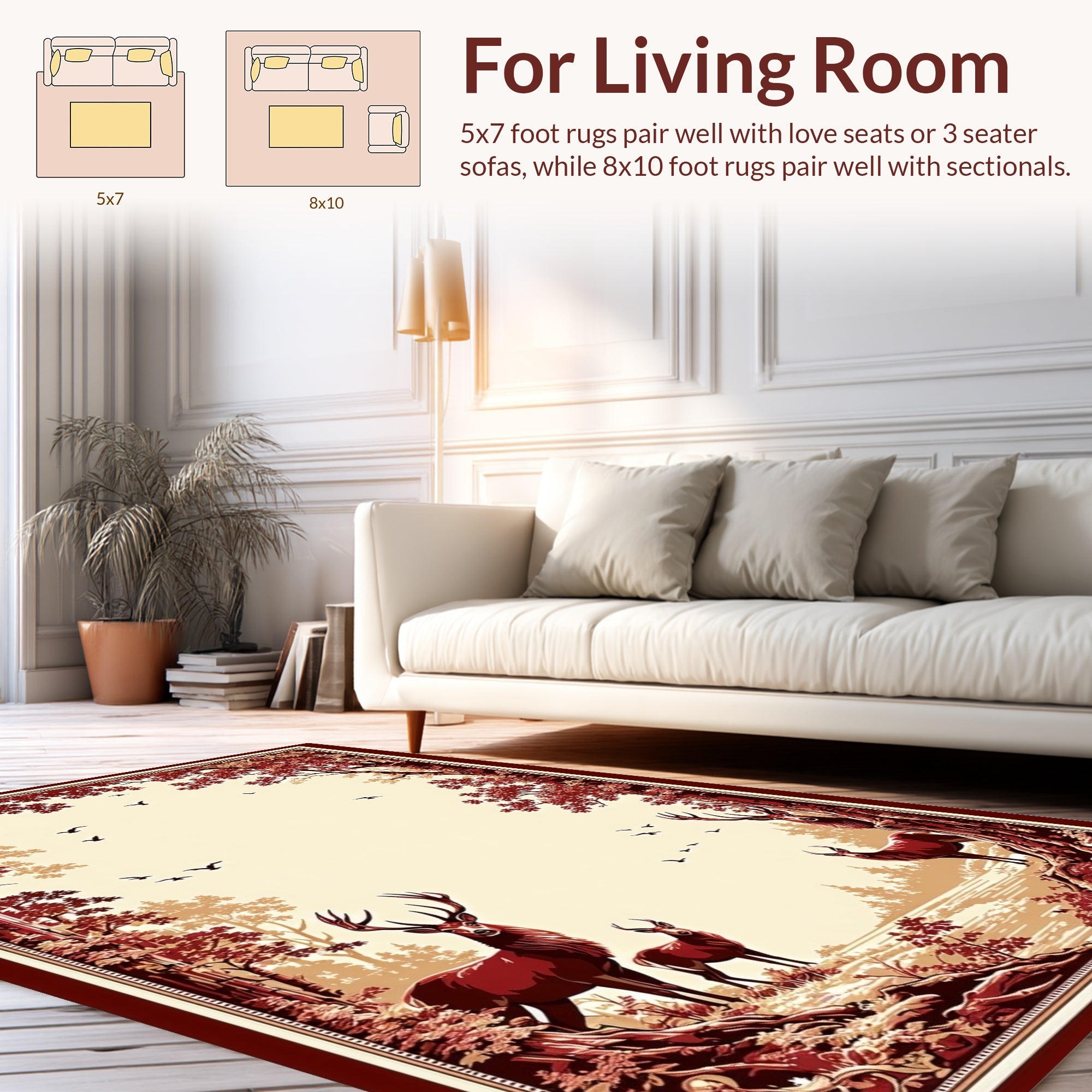 Majestic Deer Forest Scene Rug