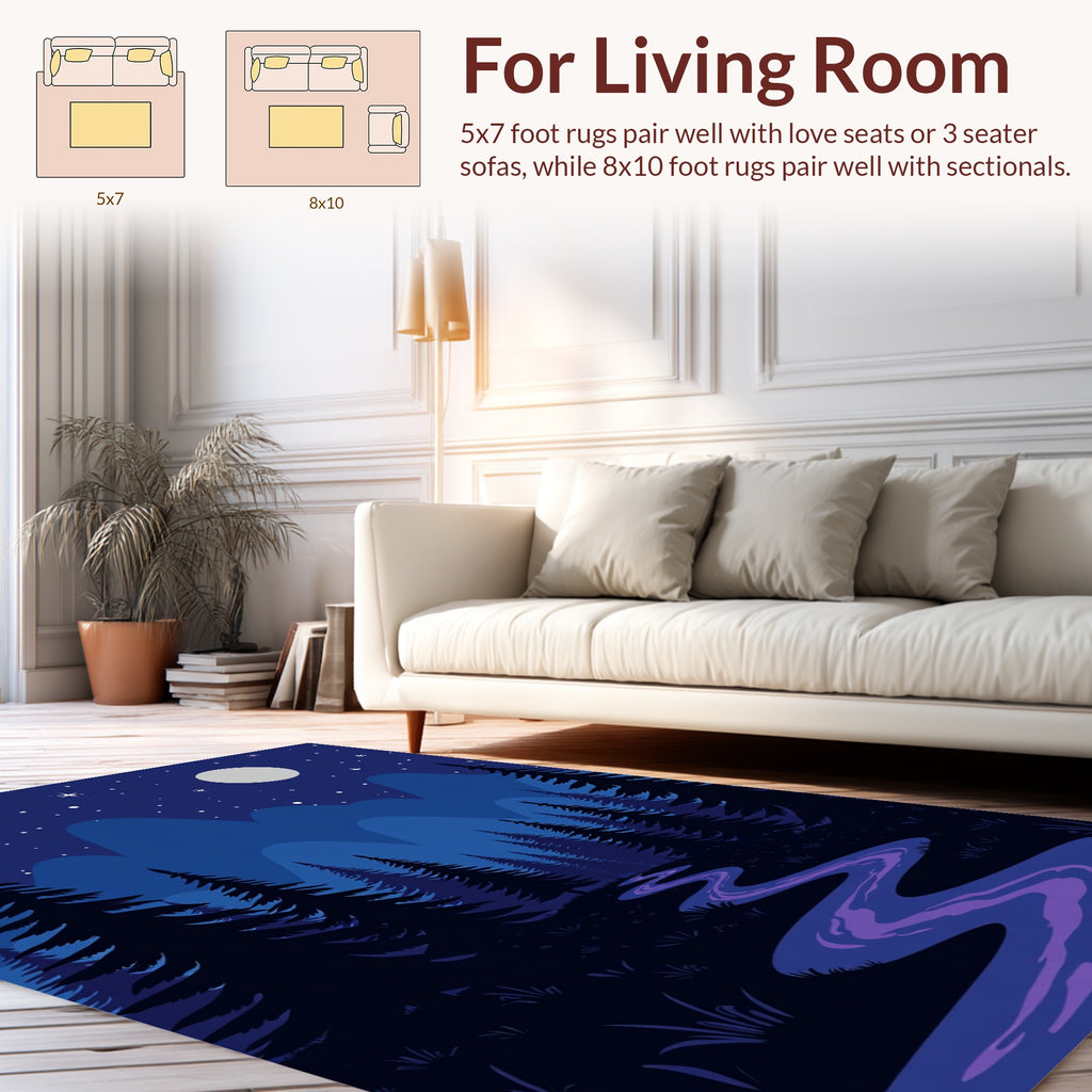 Midnight Forest River Stars Design Rug