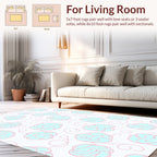 Whimsical Blue Floral Swirl Pattern Rug