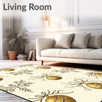 Golden Ornate Ornament Branch Medallion Rug