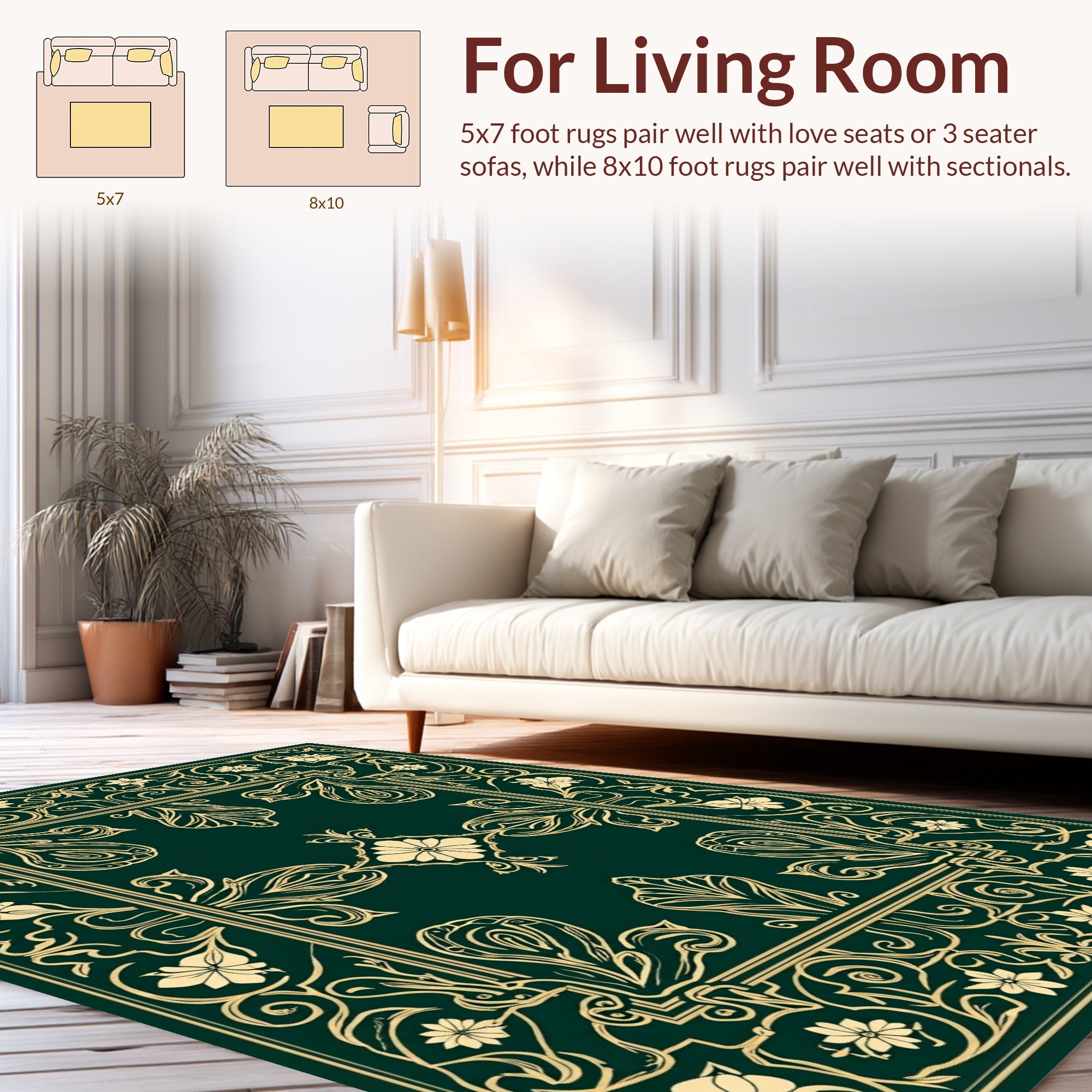 Elegant Golden Floral Outline Rug