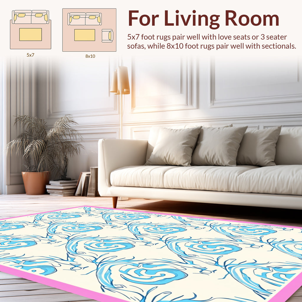 Elegant Blue Swirls Pattern Rug