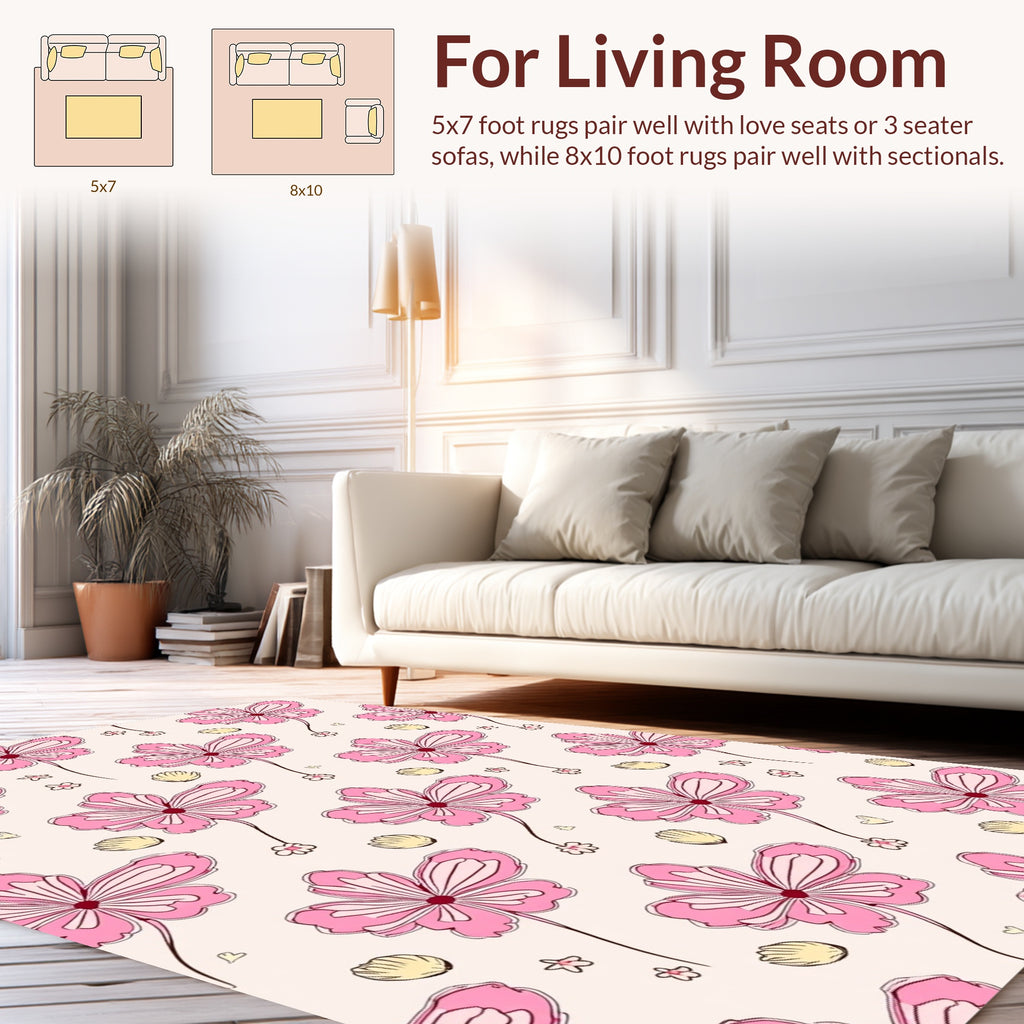 Pink Floral Pattern with Light Pink Accents Rug
