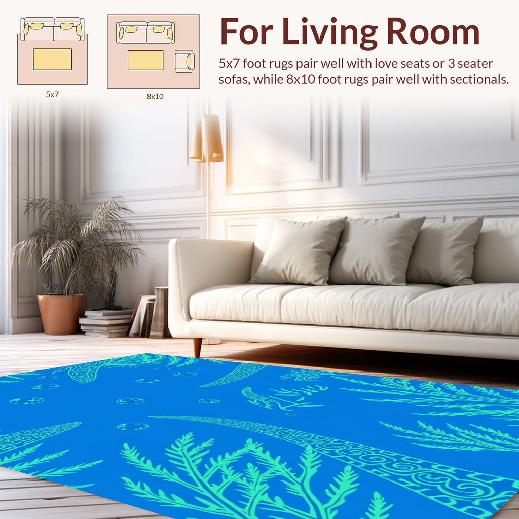Abstract Botanical Aquatic Inspired Design Rug
