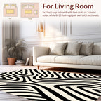 Bold Black White Line Pattern Rug
