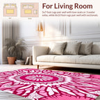 Mandala Floral Patterned Pink Intricate Rug