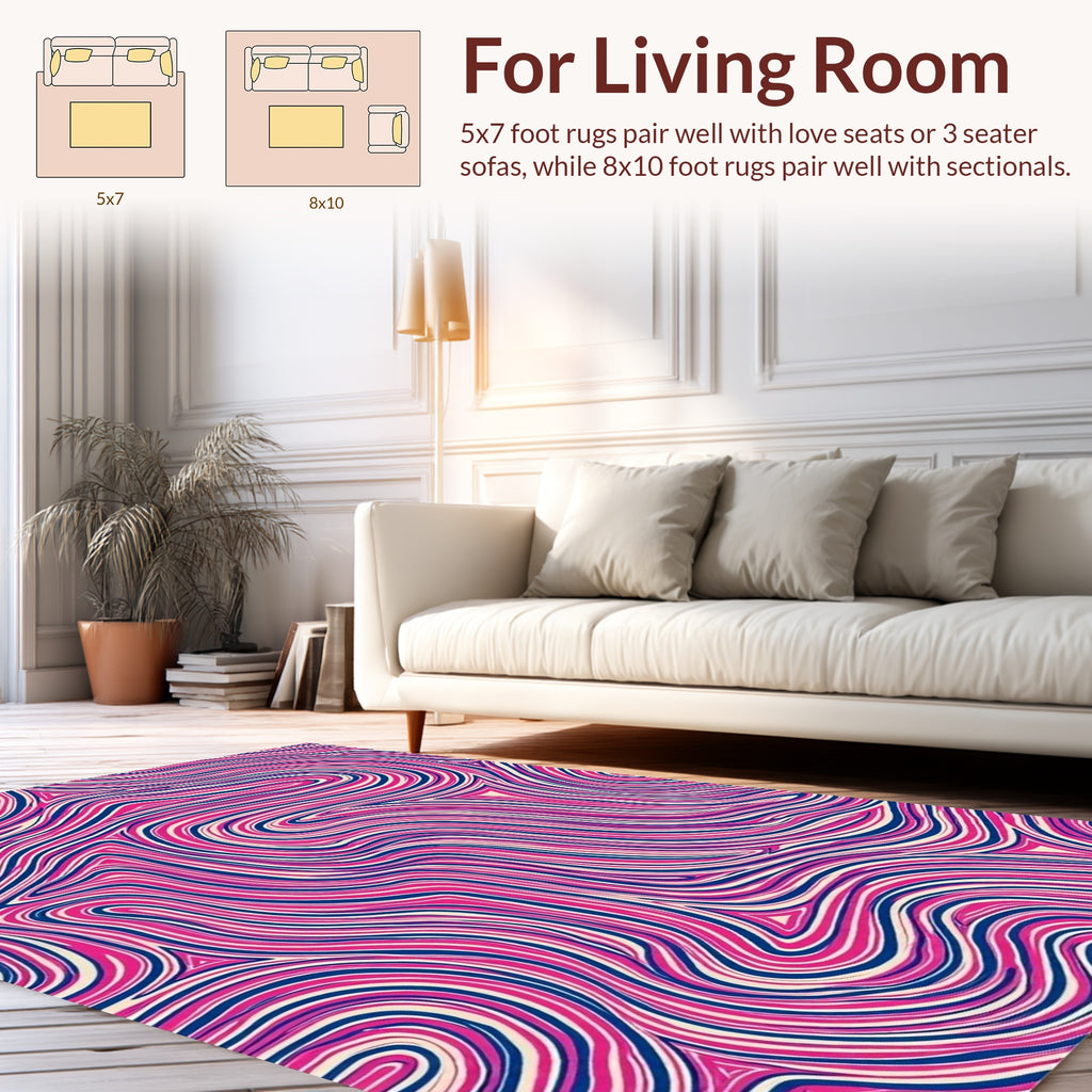 Pink Blue Cream Swirl Pattern Rug