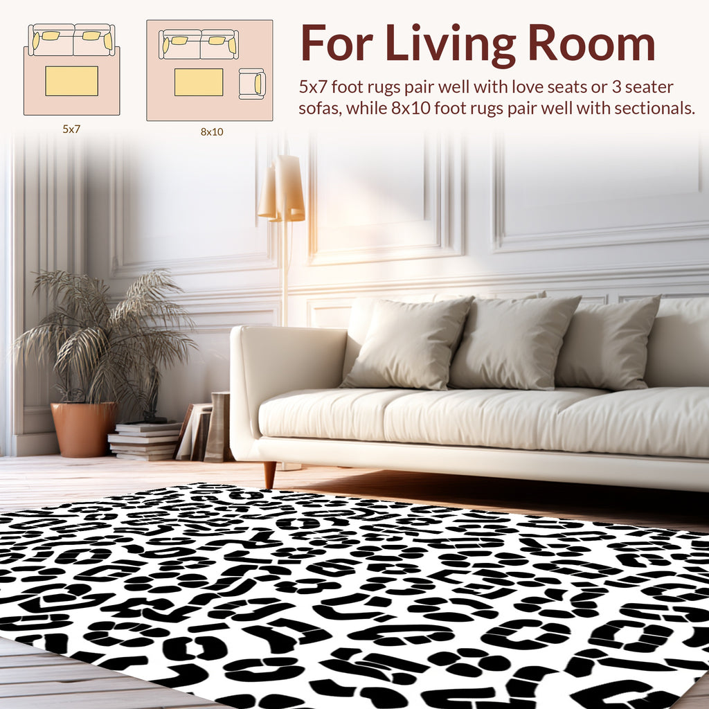 Abstract Black White Animal Print Rug