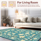 Teal Floral Vines Artistically Designed Rug