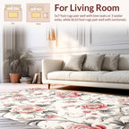 Elegant Pink Peony Floral Vine Design Rug
