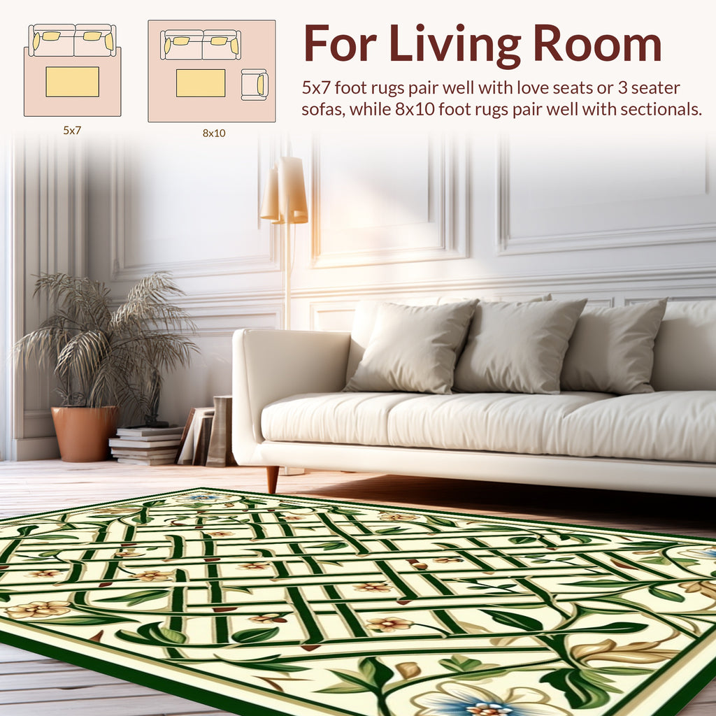 Trellis Floral Intricate Design Rug
