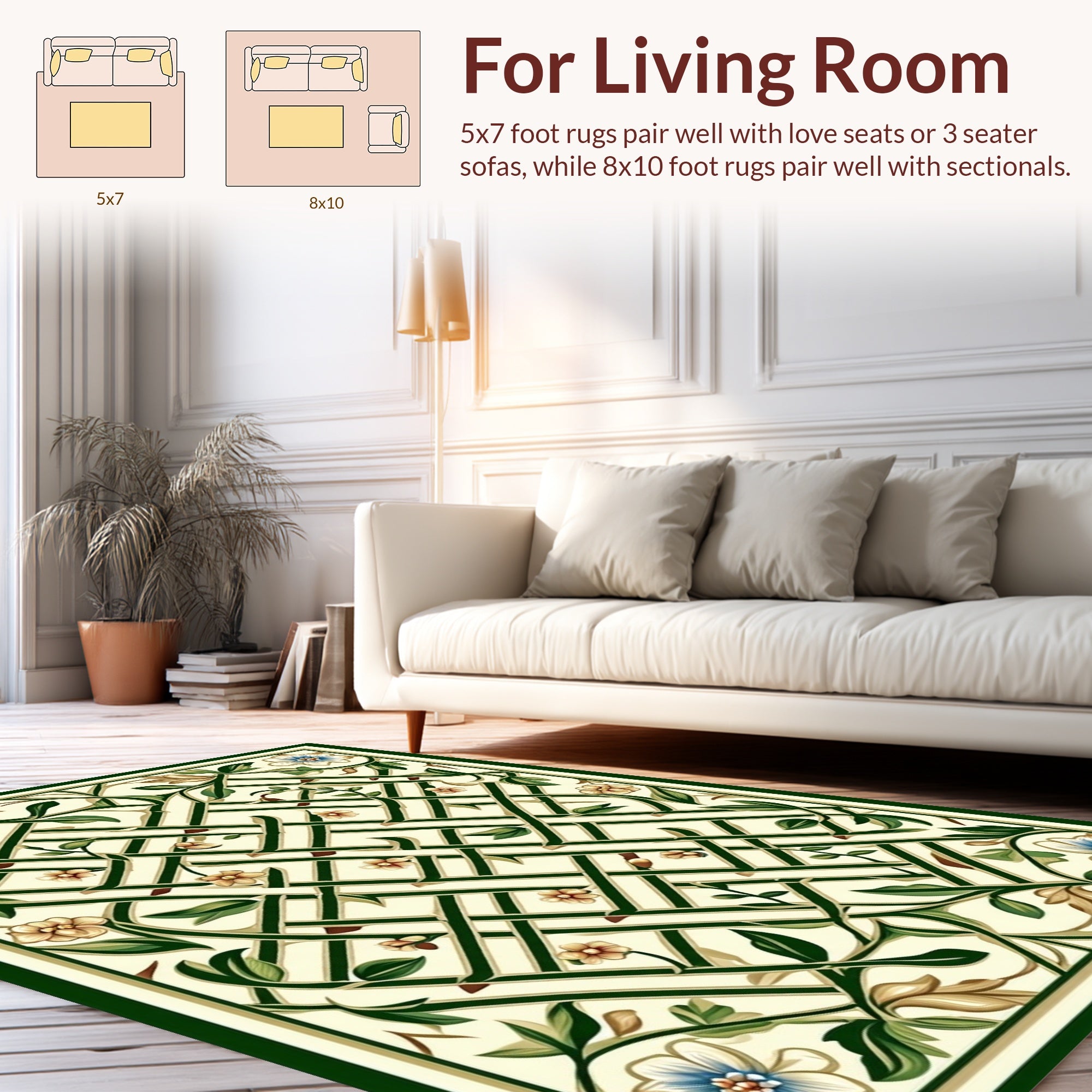 Trellis Floral Intricate Design Rug