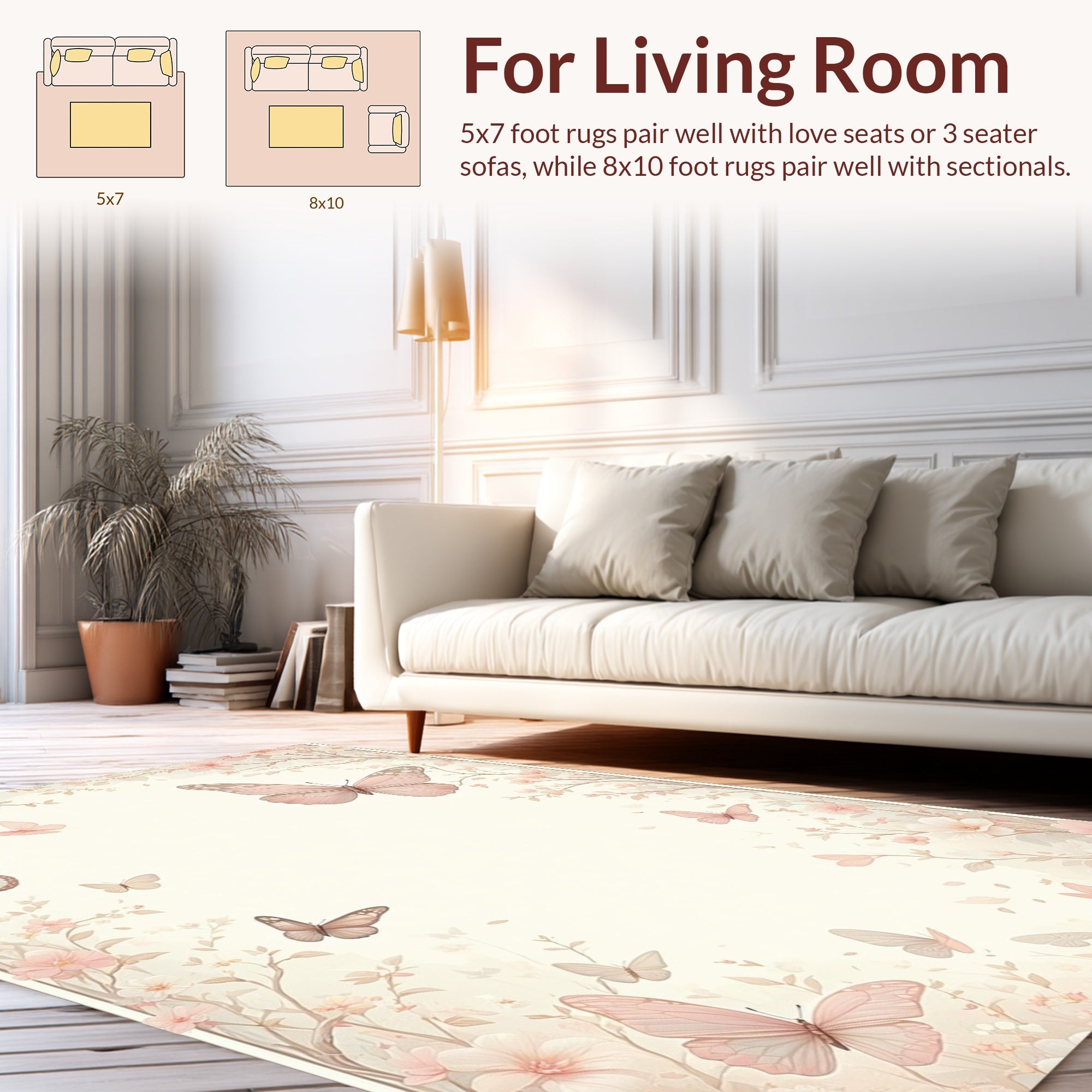 Whimsical Butterflies Floral Garden Rug