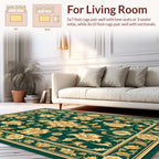 Elaborate Gold Floral Damask Pattern Rug